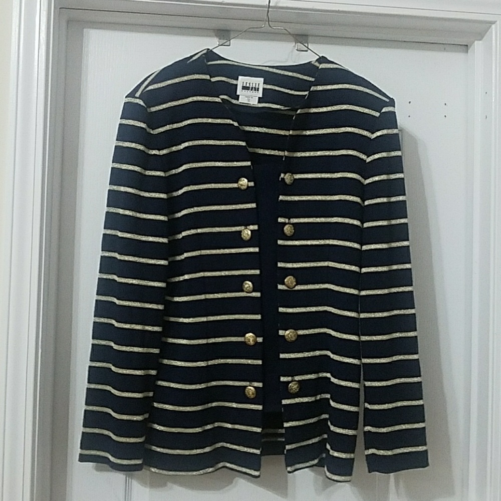 Cardigan with metallic stripes